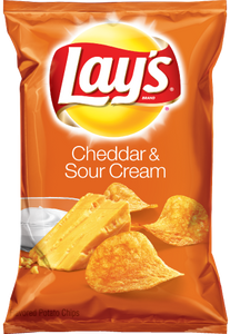 LAYS Potato Chips, Cheddar & Sour Cream 12/6.5 oz